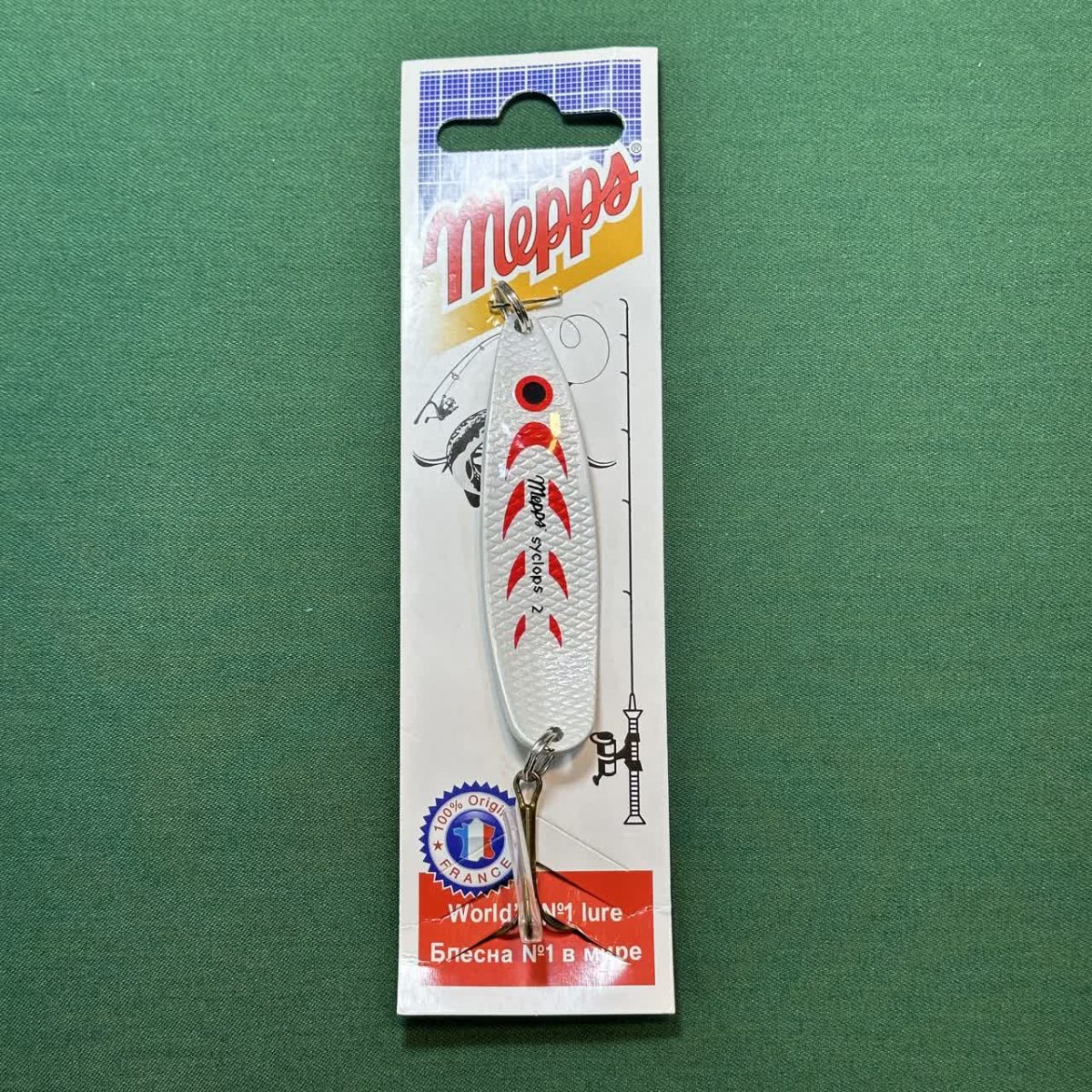 قاشقک ماهیگیری برند mepps سفید وزن 18g و طول 7.6 cm - تصویر 1