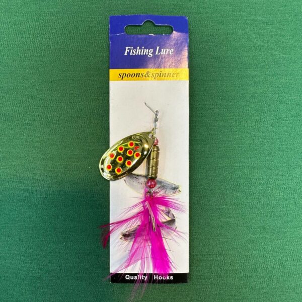 لانسه فیشینگ لور پشه دار طلایی خال قرمز 