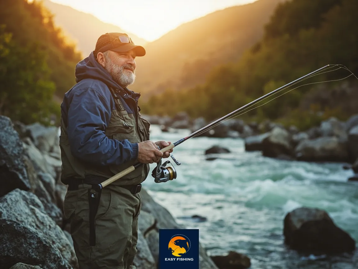 ماهیگیر ایرانی با چوب اسپینینگ ارگونومیک آماده پرتاب