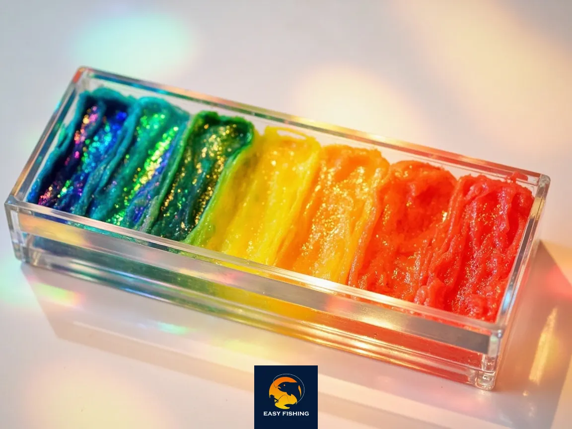 رنگ‌های مختلف خمیر پاورفیش برای ماهیگیری قزل‌آلا