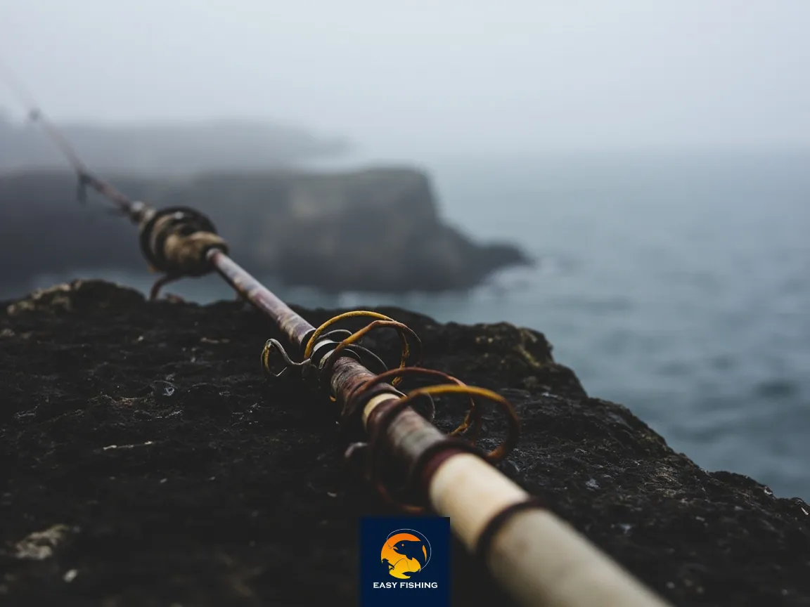 چوب ماهیگیری فرسوده و زنگ‌زده‌ی دریا کنار ساحل ایران