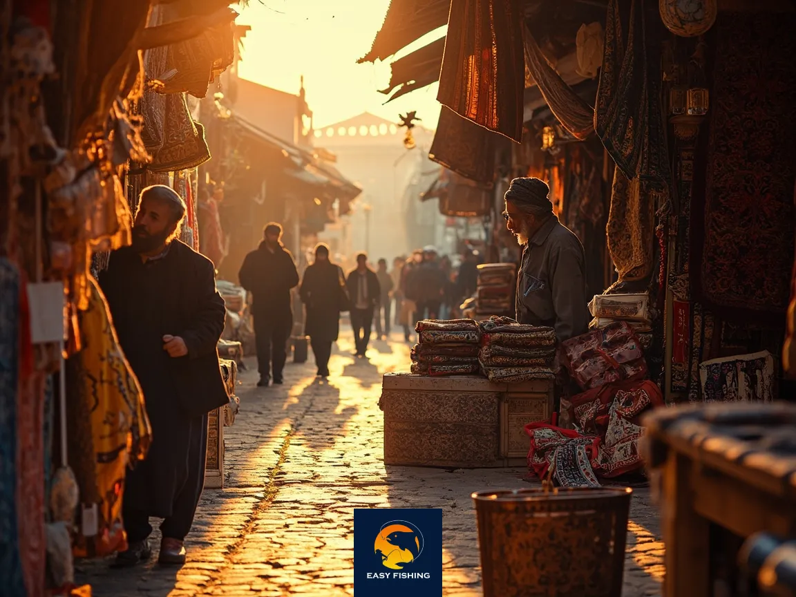 ماهیگیر در حال صید ماهی در دریا با چوب مناسب