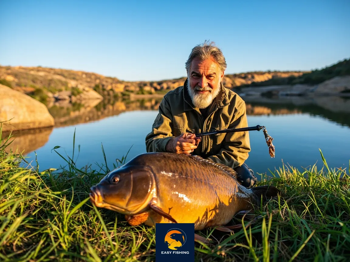 ماهیگیر موفق ایرانی با طعمه زنده و صید بزرگ در کنار سد