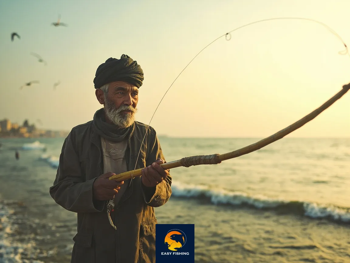 آموزش عملی پرتاب قلاب توسط ماهیگیر جوان