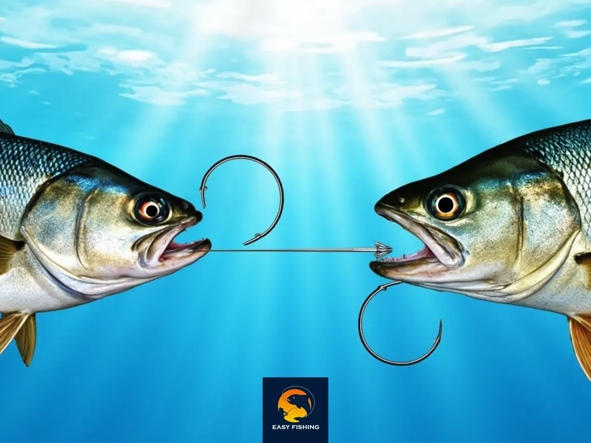 گیر افتادن سیرکل هوک در لب ماهی نسبت به جی-هوک