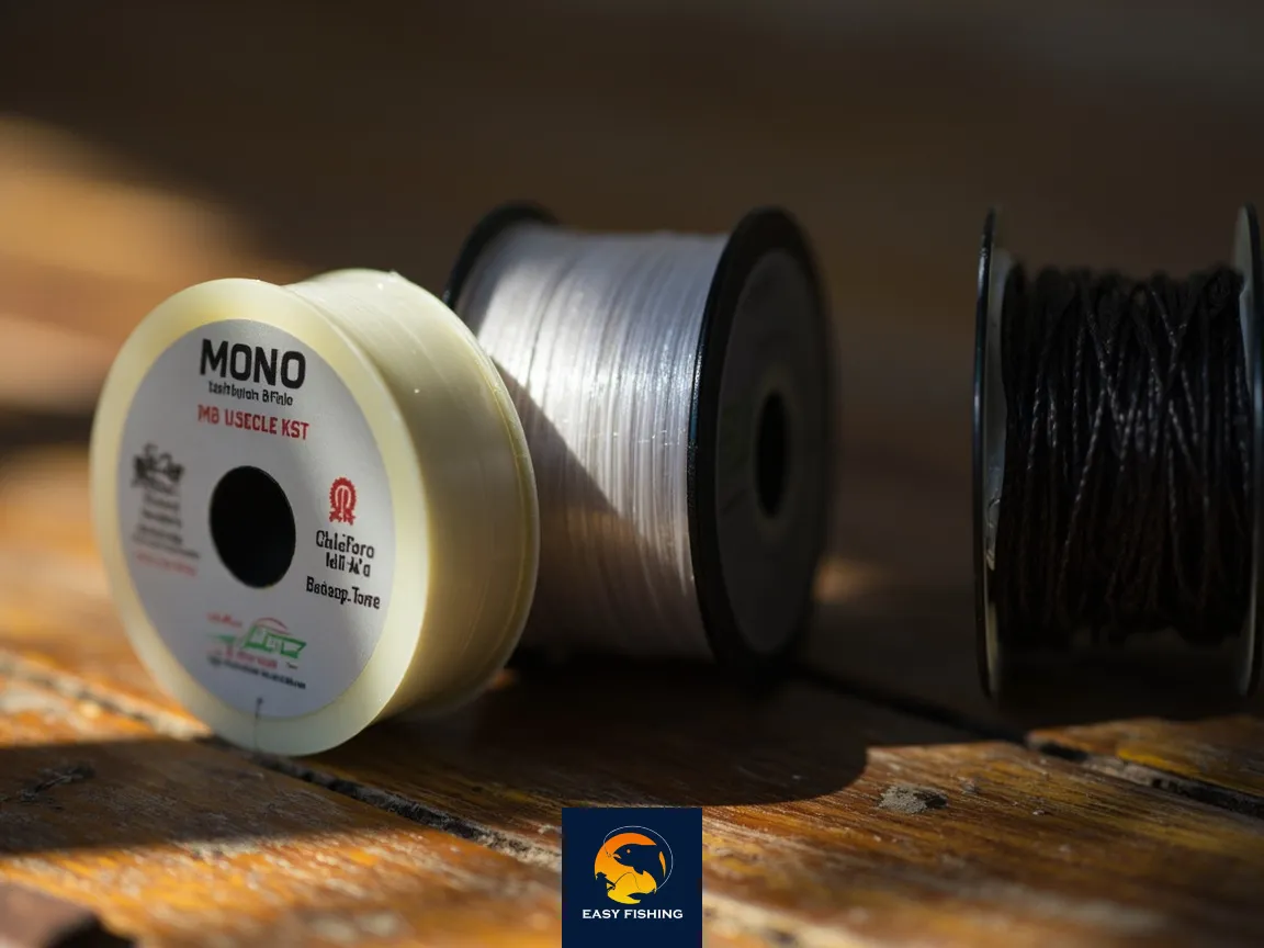 انواع نخ ماهیگیری کنار هم: مونوفیلامنت، فلوروکربن و براید