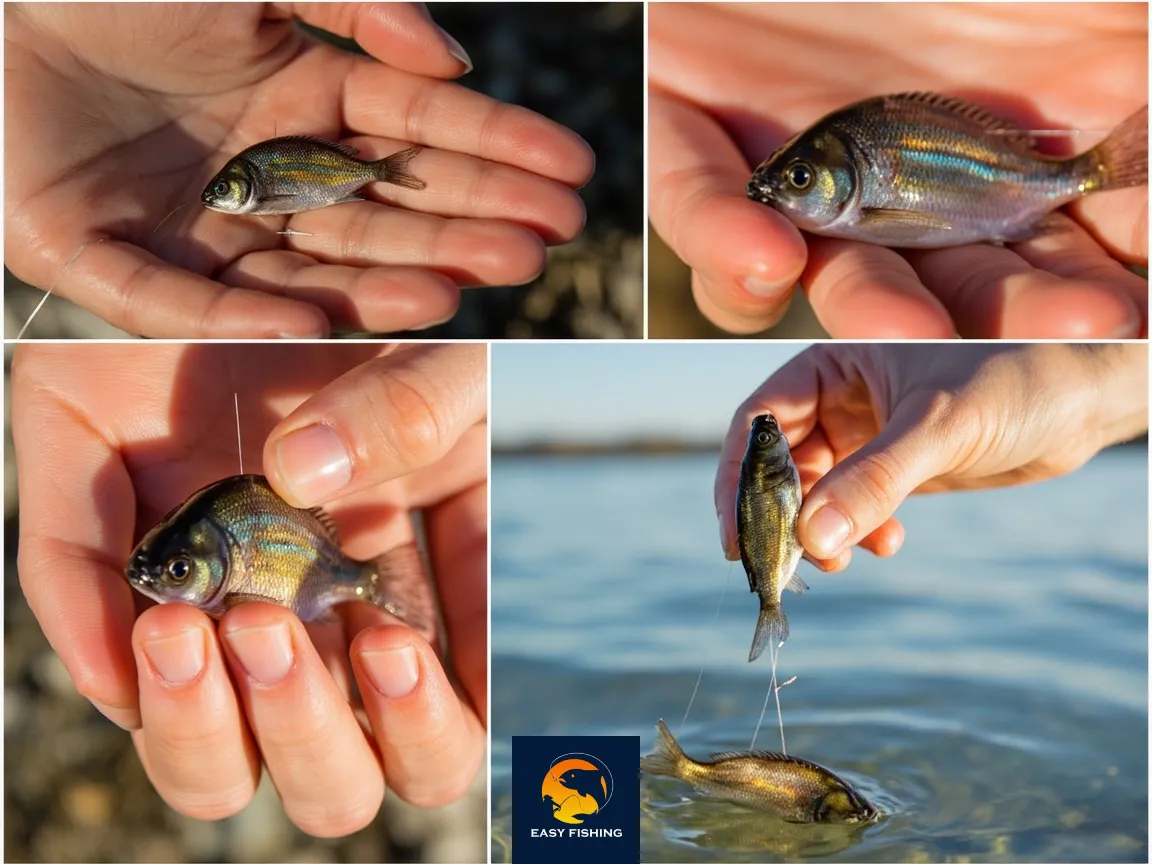 آموزش تصویری قلابگذاری بچه ماهی زنده