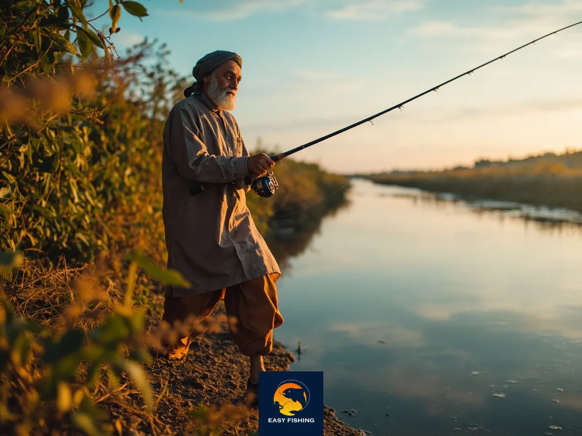 ماهیگیر ایرانی در حال استفاده از چرخ اسپینینگ