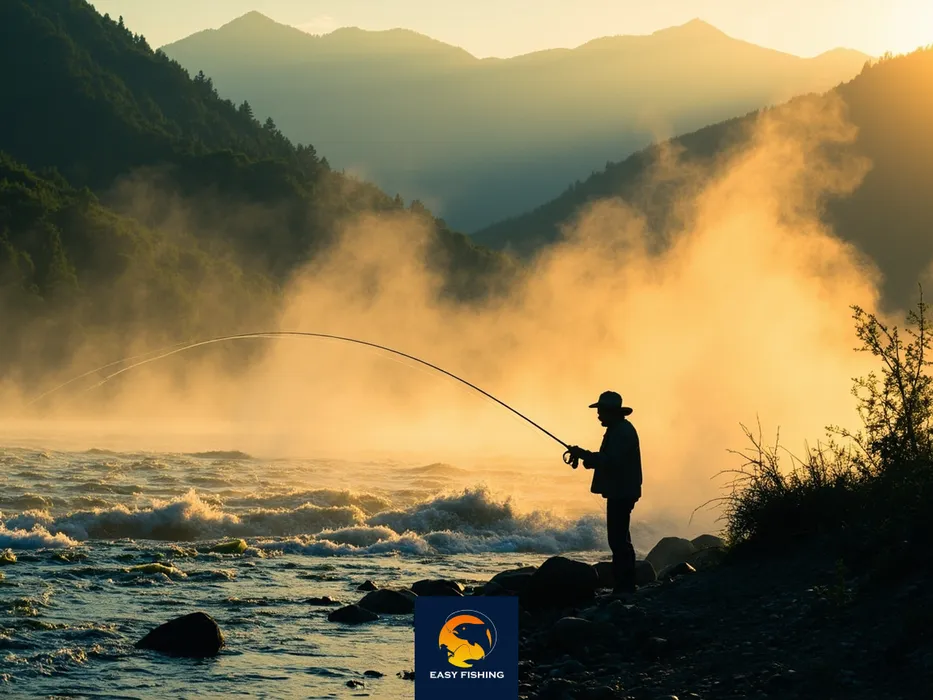 ماهیگیری در رودخانه هراز، صید قزل آلا در سپیده‌دم