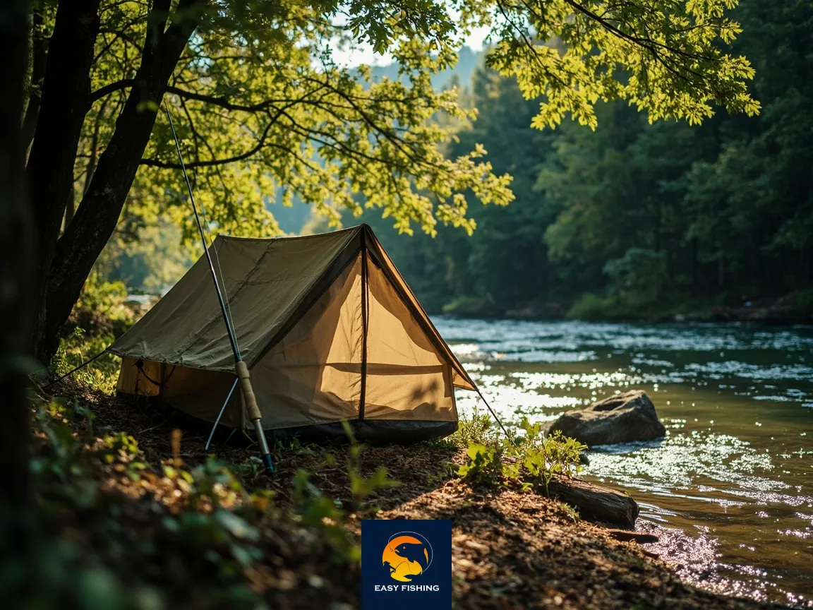 چادر کمپ‌بری مقاوم کنار رود زلال در جنگل‌های شمال ایران