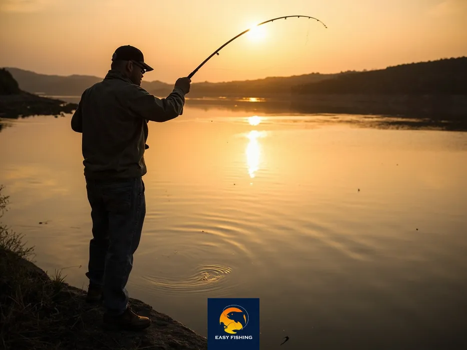 ماهیگیر حرفه‌ای ایرانی در حال پرتاب با چرخ بیت کستینگ در سد