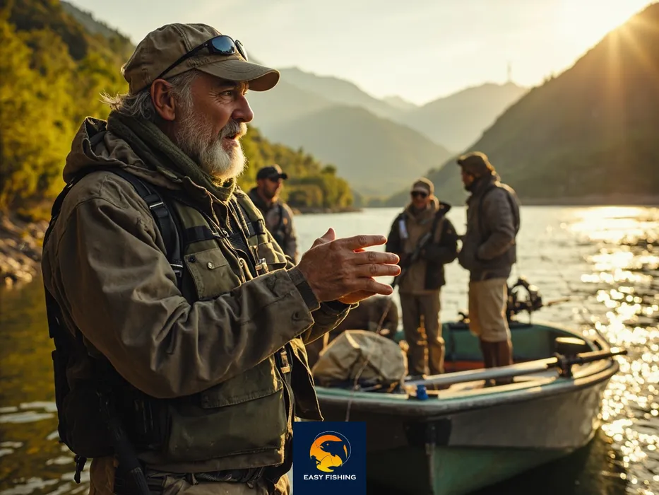 تور لیدر حرفه‌ای ماهیگیری در حال راهنمایی گروه