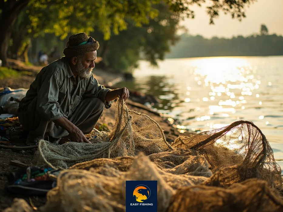 ماهیگیر و انواع تورهای ماهیگیری برای صید مختلف