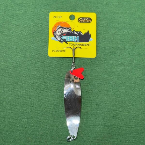 ✅قاشقک ماهیگیری برند گلدن نقره ای وزن 20 گرمو طول 7.6 cm