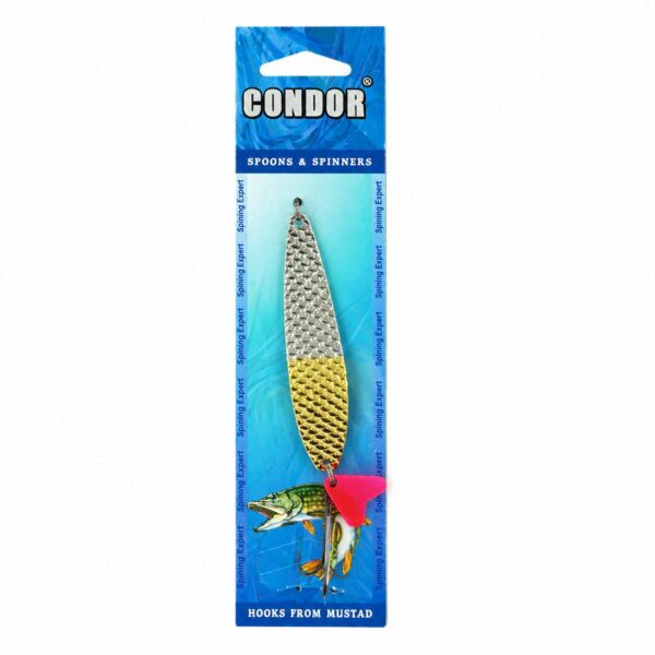 ✅قاشقک ماهیگیری برند کندور (condor) نقره ای طلایی وزن 18گرمو طول 13 سانتی متر