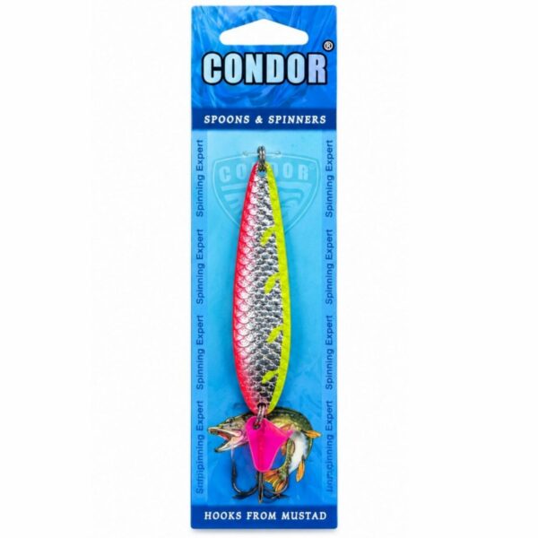 ✅قاشقک ماهیگیری برند کندور (condor) نقره ای فسفری وزن 18گرمو طول 13 سانتی متر