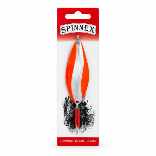 ✅قاشقک ماهیگیری برند اسپینکس (spinnex) نارنجی و سفید وزن 26گرم و طول 11 سانتی متر